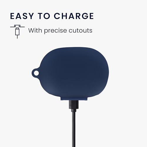 kwmobile Cover for Bose QuietComfort Earbuds Case - Silicone Cover for Earbuds Charging Case - Protective Headphone Holder with Carabiner Clip - Dark Blue - color: dark blue