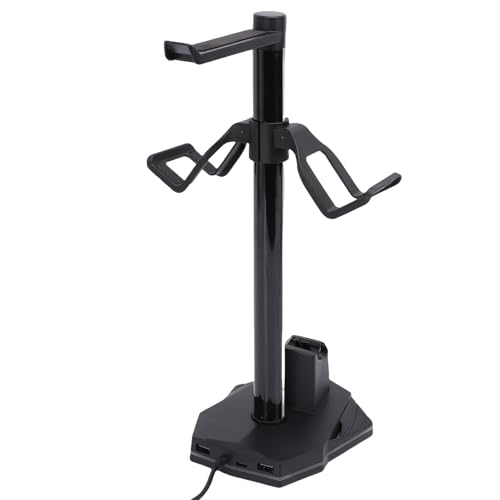 GOWENIC RGB Gaming Headphone and Controller Stand with 3 in 1 Charging Dock, Dual USB Ports, USB C for, 4 Lighting Modes, Headset Holder for, Game Controller