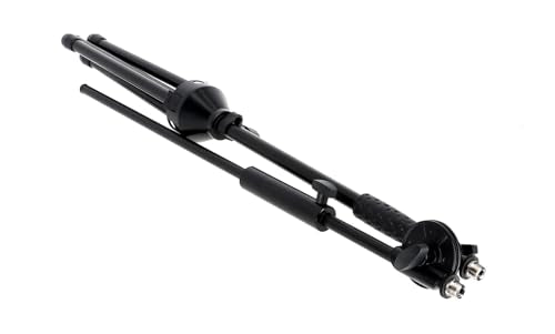 Rockville GIGSTAND DUAL V2 Dual Microphone Stand with Heavy Counterweight, Detachable 30" Boom Arm, Adjustable Height (33.5"-65"), Foldable Tripod Base, Includes 2 Mic Clips, Black | Includes 2 Mic Clips, Counter-Weight, Adjustable Height 33.5"-65", Steel