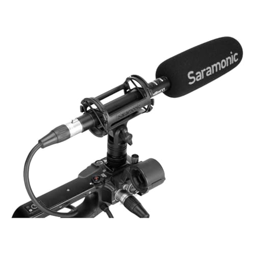 Saramonic SoundBird V1 Professional Supercardioid Shotgun Mic | +48v & AA Power, Shock Mount, Windscreen, Pouch & XLR - size: V1 10.7" Supercardioid