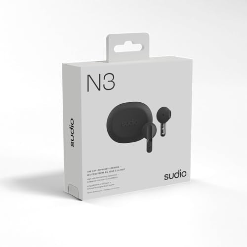 Sudio N3 True Wireless Bluetooth On-Ear Earbuds – High-Definition Sound, 30-Hour Playtime, Clear Calls, Sweat & Splash Resistant, Eco-Friendly Recycled Plastics (Black) - color: Black
