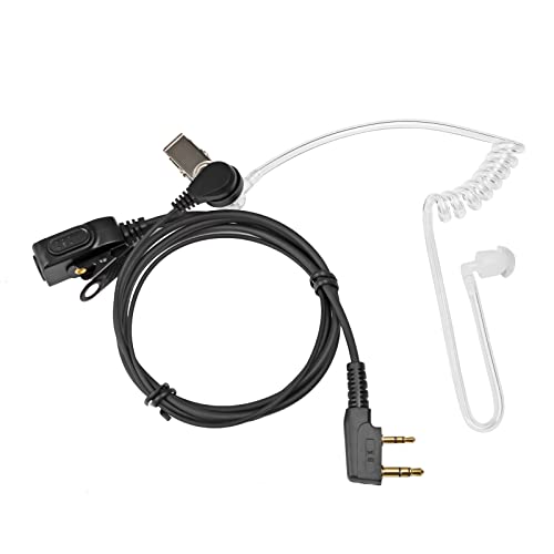 HYS Covert Surveillance Earpiece Kit with Push-to-Talk Mic — Clear Audio Acoustic Tube Headset for Kenwood, Baofeng, Retevis, WOUXUN, and Other K1 2-Pin Radios - color: Black-1pc, size: 1pc