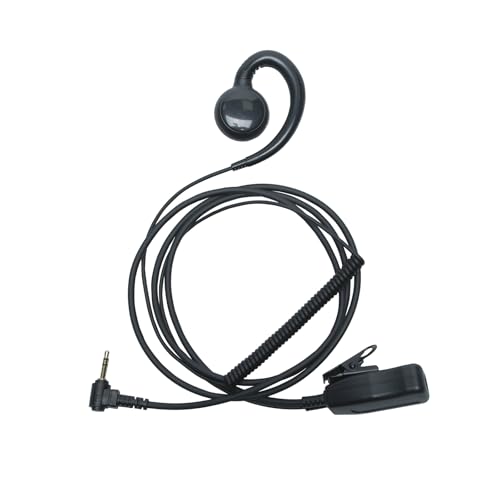 2.5mm 1-Pin walkie talkies Earpiece Headse with PTT Mic Compatible with T600/T260/T200 Talkabout Two-Way Radios (C-Shape, 10pack)