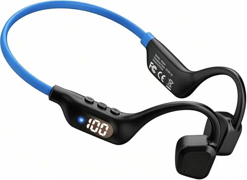 Bone Conduction Headphones, 14H Playtime Bluetooth 6.0 Open-Ear Earbuds with Mic, IPX5 Waterproof Lightweight Headset, Wireless Sport Earphones for Running, Cycling, Gym Workouts(Black&Blue - color: Black& Blue