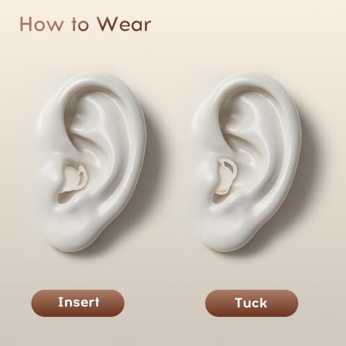Sleep Earbuds Bluetooth with Noise Blocking for Side Sleepers | Wireless Sleeping Headphones,with LED Display,Invisible Sleep Earbuds,Beige - color: Beige