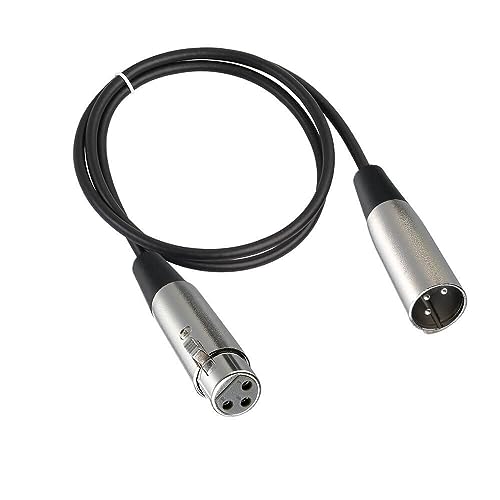 XLR Cables Male to Female 3 pin Cable Extension, XLR Cables Metal Pins Male to Female 3 Pin Cable with Speaker Systems, Stage 1M