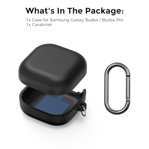 AhaStyle Silicone Case for Samsung Galaxy Buds4 and Galaxy Buds4 Pro (2026) | Skin-Friendly Soft Touch, Full Protection, Shockproof, Wireless Charging, Galaxy Buds4 Series Accessories, for Men Women - color: Galaxy Buds4/Buds4 Pro, Black