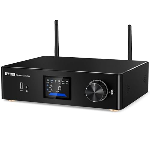 P30 300W x 2 Multiroom Streaming Amplifier Stereo Music Streamer with ESS ES9023Q2M DAC & TI TPA3255DD Amps, 3" LCD Screen, WiFi, BT, Remote Control, PC in, HDMI ARC, Optical, RCA I/O Ports