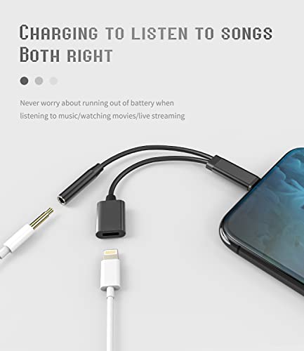 for iPhone AUX Adapter for Headphone Jack Dongle(2in1) MFI Certified Lightning to 3.5mm Splitter Cable Charger Cord Audio Adaptador para Earbud Music Charging Converter for 14 13 12 11Pro Max
