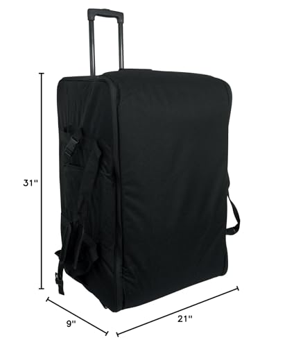 Rockville SB15 V2 Rolling Travel Bag for 15" DJ PA Speakers and Stands | Wheels and Retractable Handle, Stand Pocket, Semi-Rigid Foam Protection, Dual Lockable YKK Zippers, Water-Resistant - size: 15"