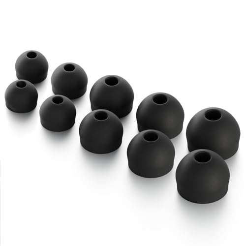 CURVD Earplug Replacement Tips Set, 5 Pairs XXS/XS/S/M/L, Noise Reduction Earbud Replacement Tips Soft Flexible Silicone Eartips Including XXS for the Smallest Ears, Earphones & Ear Buds - color: Black