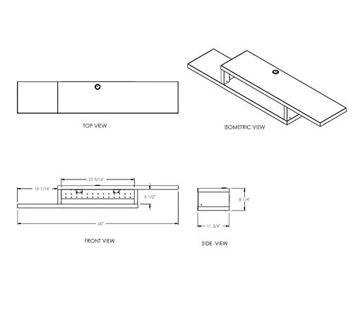 Martin Furniture Asymmetrical Wall Mounted A/V Console, 60inch, Burba Bank - color: Burba Bank, size: 60"
