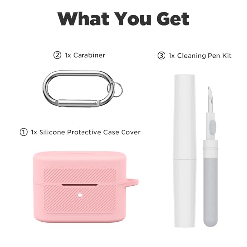 Soft Silicone Case for Sony WF-1000XM6 with Keychain&Cleaning Pen kit,Anti-Scratch Shockproof Protective Case Cover for Sony WF-1000XM6 Wireless Earbuds Charging Case (Pink) - color: Pink