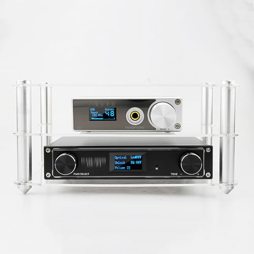Mini Acrylic Audio Component Rack, Open 2-Layer Rack Aluminium Holders, Small Desktop Multimedia Storage, 3kg Load Capacity, for HiFi Audio Equipment Dac Amplifier Amp - color: A