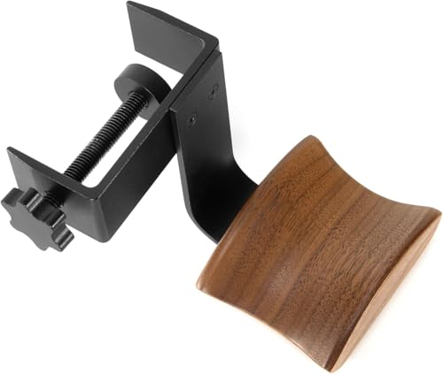 Walnut Wood Headset Holder Universal Adjustable Clamp-on Headphone Stand