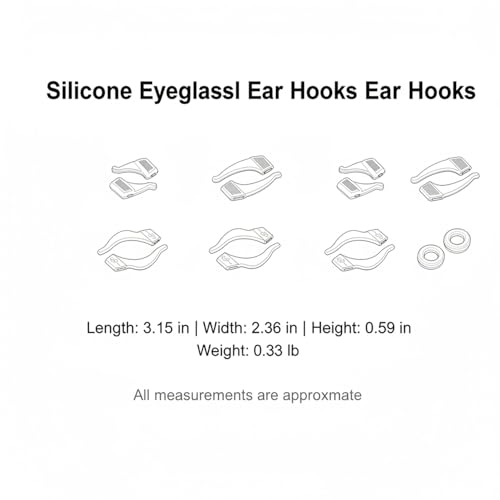 12 Pairs Silicone Eyeglass Ear Hooks, Anti-Slip Retainers for Glasses & Sunglasses, Assorted Sizes for Secure Fit During Sports and Daily Wear