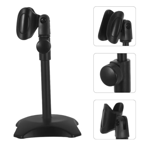 Hemobllo Adjustable Desktop Microphone Stand round Base, Portable and Compact Metal Mic Holder for Professional Studios and Podcasting, Height Adjustable Microphone Support