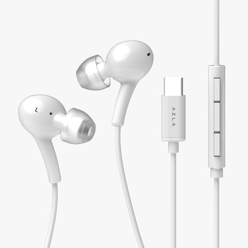 AZLA APL-120C USB-C Wired Earbuds with Mic for Apple iPhone 17/16/15 | Wired Headphones with Mic Compatible with iPhone, Samsung, Android Devices with USB-C Outlets