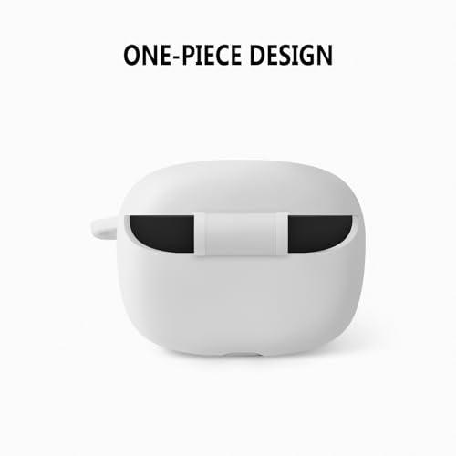 Geiomoo Silicone Case for JBL Tune Buds 2, Soft Flexible Scratch Resistant Protective Cover with Carabiner (White) - color: White