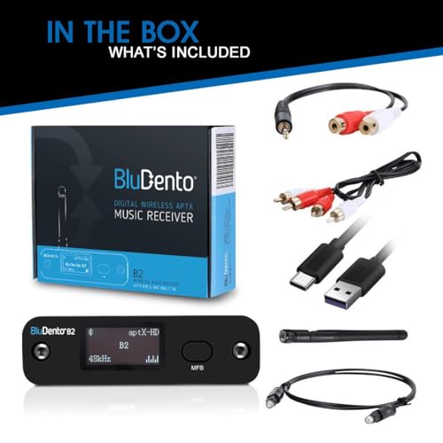 B2 LDAC/aptX HD Bluetooth 5.1 Hi-Fi Audio Receiver with ESS DAC,OLED Display,RCA,Optical & Coaxial,Extended Range for Home Stereo