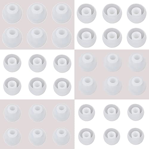 Silicone Ear Tips Replacement Earbud Tips for In-Ear Headphones (Inner Hole 3.8mm-5.5mm) 18 Pairs S M L - color: Transparent white