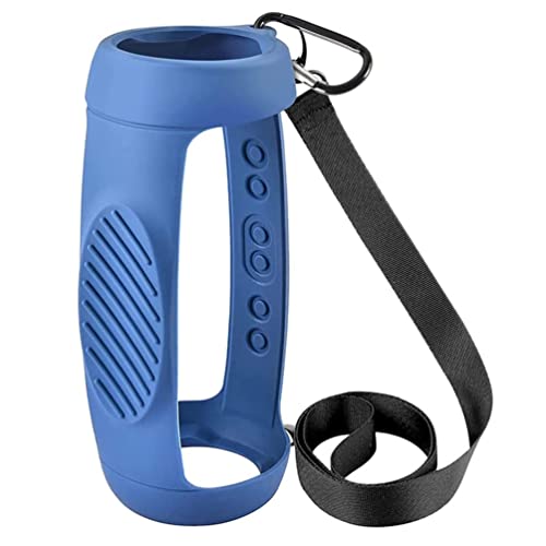 JB charge 5 Bluetooth Speaker Silicone protecitve Case protable, JB charge 5 Travel Carrying Case with Shoulder Strap and Carabiner (Blue) - color: Blue