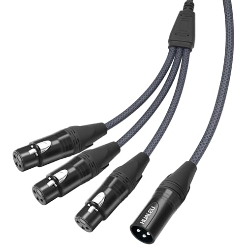 2FT 3Pin XLR Male to 3 Female Y Splitter Cable,XLR Splitter 1 Male to 3 Female Audio Cable for Mixer, Microphone - size: 2Feet, style: XLR 1 M To 3 F