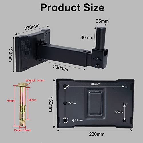 Heavy Duty Speaker Wall Mount, Swivel and Tilt, 2 Packs | Holds up to 100lbs,Speaker Wall Mount Bracket Design for Professional Audio, Screw Hidden ,HD-339, Black - style: HD-339