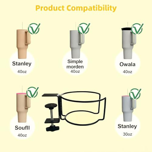 Desk Cup Holder,Mug Hooks Compatible with Most Cups & Bottles | Anti-Spill Clip-On Cup Holder Clamp for Office,Home,Gaming Desk&Lawn Chair - size: Stylish