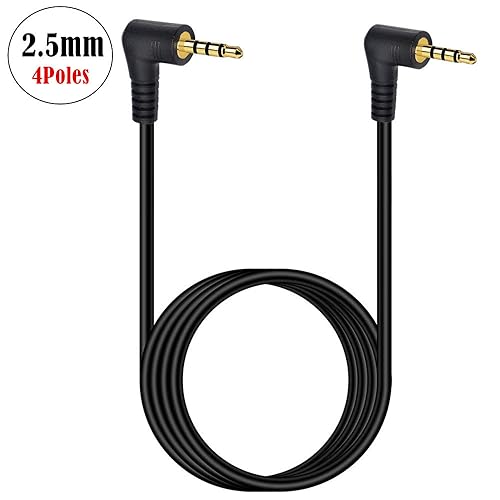 Seadream 2.5mm Audio Aux Cable 6Feet Double Angled 2.5mm Male to Male TRRS Stereo Headset Headphone Jack Gold Plated Connector Wire Cord Plug Cable 4 Pole (Double Angled) - style: Double angled