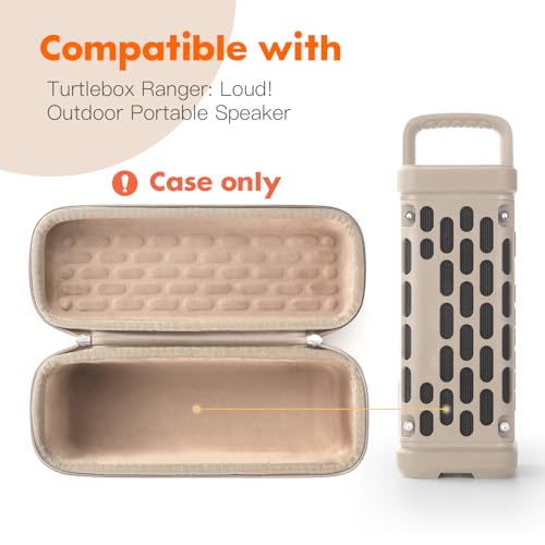 Hard Carrying Case for Turtlebox Ranger Speaker, Khaki | Travel Case & Protective Travel Case with Carabiner Hook & Handle, Shockproof Protective Speaker Storage Bag for Beach - color: Khaki Case