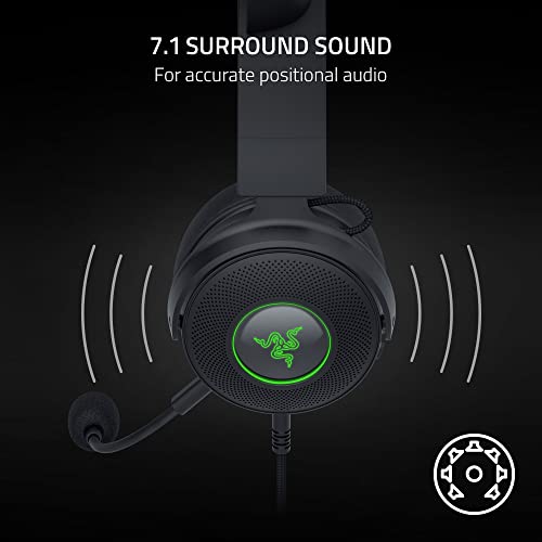 Razer Kraken Kitty V2 Pro Wired RGB Headset: Interchangeable Ears (Kitty, Bear, Bunny) - Stream Reactive Lighting - Detachable HyperClear Cardioid Mic - 50mm Drivers - 7.1 Surround Sound - Black - color: Classic Black
