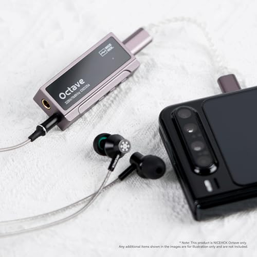 NICEHCK Octave ES9039Q2M Portable DAC Amp Dongle, CNC Titanium | ES9039Q2M flagship DAC, dual SGM8262 op-amp, 550mW balanced output, 100-step volume, high/low gain, CNC aluminum build