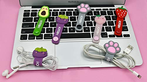 Earphone Cable Ties,Cord Winder,Strap Winder,Cord Organizer,Cable Straps, Cord Management,Cartoon Headphone Wire Ties,Wrap Winder, Fruit Shape Cable Management, USB Holder,Earphone Organizer, 5pcs