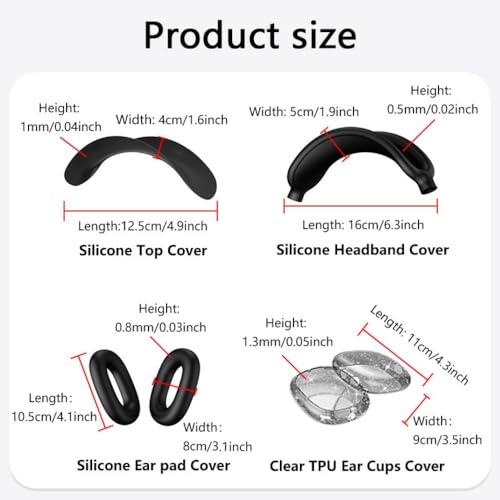 fomissky-sisa 4 in 1 AirPods Max Case Glitter Headphone Covers, Pink | Clear TPU Ear Cup Covers, Soft Silicone Earpads + Headband Cover Set, Scratch-Proof Protective Headphone Accessory Gift - color: Pink