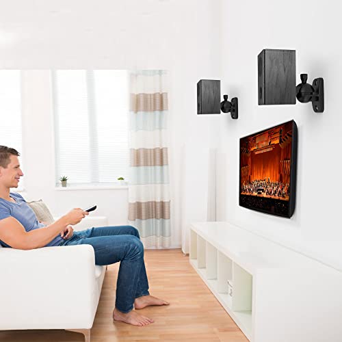 Speaker Wall Mount Brackets - Surround & Bookshelf Speaker Wall Mounts Kit, Holds up to 8 lbs, 4 Pack, Black - color: 4P-Black