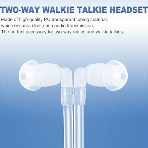 Replacement Acoustic Coil Tube for Two Way Radio Earpiece Motorola Kenwood Walkie Talkie Headset with 2 Mushroom Head Earplugs and 2 Medium Soft Silicone Earmold - size: ATEE-22