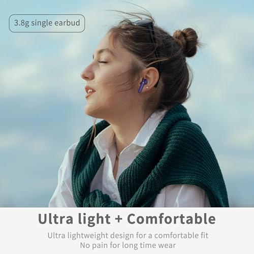 Wireless Earbuds, Bluetooth 5.4 Headphones in Ear with HiFi Stereo Deep Bass, 4 ENC Noise Cancelling Mic Wireless Earphones 40H, in-Ear Earbud Bluetooth Dual LED Display IP7 Waterproof, Pure-Blue - color: Blue