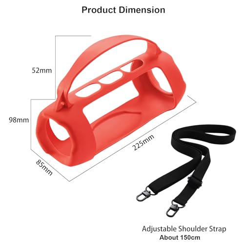 Silicone Case for JBL Charge 5 Wi-Fi/Charge 5 Portable Bluetooth Speaker, Protective Sleeve with Handle and Shoulder Strap Wireless Speakers Accessories (Red) - color: Red