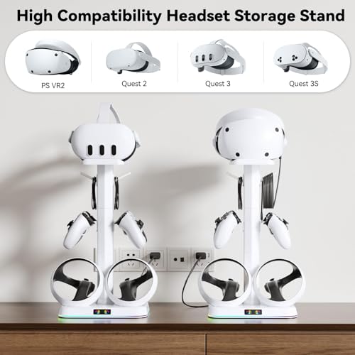 Kosker PSVR 2 Charging Stand & Headset Stand, for Meta Quest 2/3/3S - color: updated white