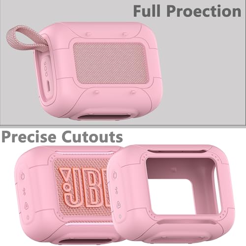 Silicone Cover and Hard Carrying Case for JBL Go 5 Bluetooth Speaker | Protective Cases for Go 5 Speaker Accessories, Scratch-Resistant and Drop-Proof Cover (Pink) - color: Pink