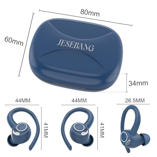 Wireless Earbuds, Bluetooth 5.4 Headphones Sport Over Ear Buds with ENC Mic | Noise Cancelling Mic,48H, Wireless Earphone with Earhooks, Stereo Deep Bass, IP7 Waterproof Ear Bud for Workout Running, Blue - color: Blue
