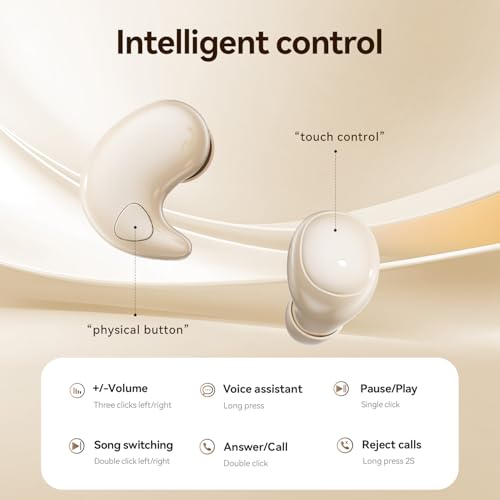 Flat Sleep Earbuds for Side Sleepers, Invisible Mini Earbuds for Small Ear Canals, Bluetooth 5.4, 66H Battery, Noise Blocking, Waterproof, LED Display for Sleep, Work & Travel(Black Gunmetal)