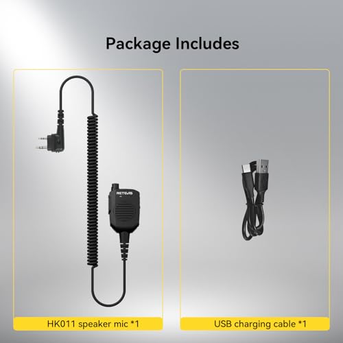 Retevis RT86 AI Noise Reduction Walkie Talkie Speaker Mic, 1 Pack | Kevlar Cable, IP54 Waterproof, for RT22/RT68/RT27/H777/RB26, Compatible with BAOFENG UV-5R/BF-F8HP/5RM, pxton Two Way Radio - style: With AI Noise Reduction
