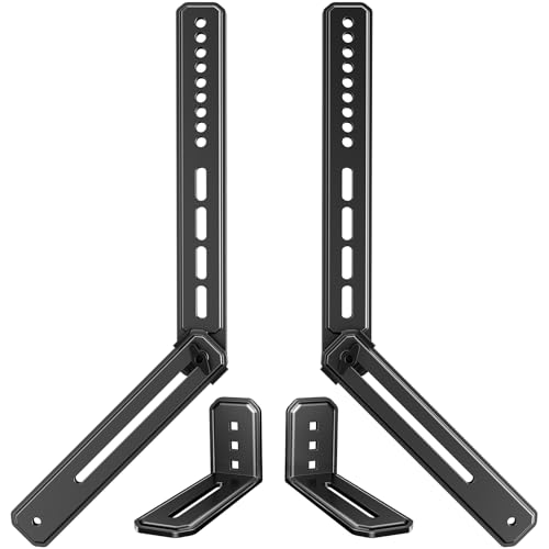 Perlegear Soundbar Mount with Adjustable Height, Sound bar Mount up to 15 lbs, Soundbar Mount Under or Above TV, Soundbar tv Mount Bracket with Detachable Long Extension Plates PGSM04B - style: Soundbar Mount PGSM04B