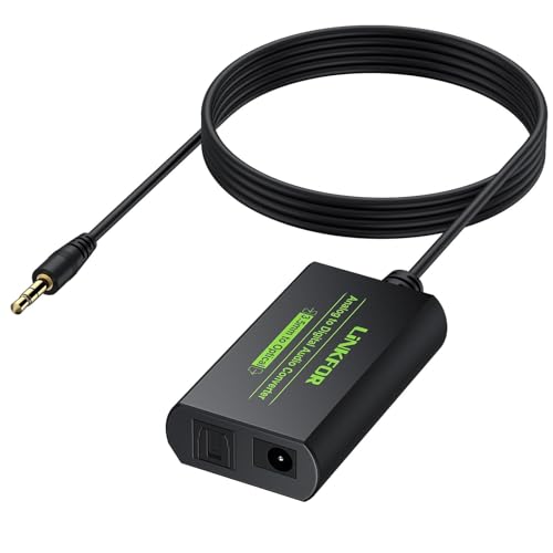 LiNKFOR 3.5mm to SPDIF Converter Analog to Digital Audio Adapter for Enhanced Sound Toslink Optical Output 3.5mm to Optical with Optical Cable for Amplifiers & Soundbars - style: 3.5mm to SPDIF