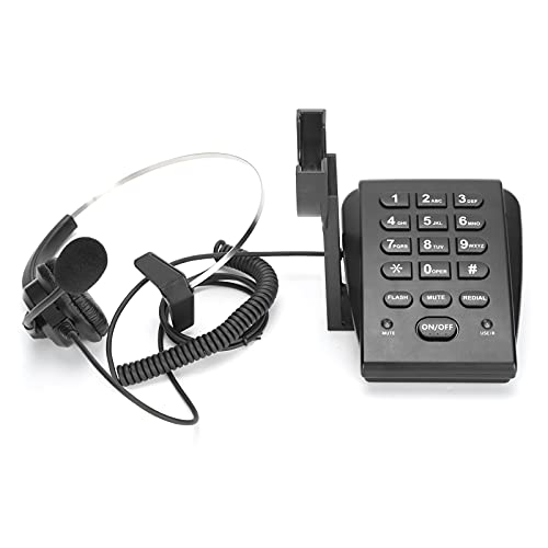 HT700 Corded Telephone with Headset Omnidirectional Microphone Call Center Phone Hands-Free Wired for Office Home, 330° Rotating Headset, Volume Adjustable, No Battery Needed
