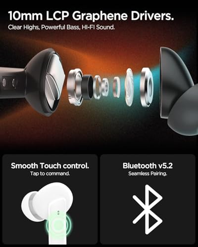 Spigen True Wireless Earbuds, Active Noise Cancellation Bluetooth Earbuds | 30H Playtime, EQ Customizing App, 6 Mics, Gaming Mode, LCP Graphene Driver - White - color: White