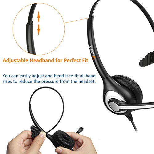 Wantek 2.5mm Telephone Headset with Mic Noise Cancelling, Office Phone Headset Compatible with AT&T ML17929 Panasonic Vtech RCA Uniden Cisco SPA Grandstream Polycom Cordless Dect Phones(A600F) - color: Monaural F600J25