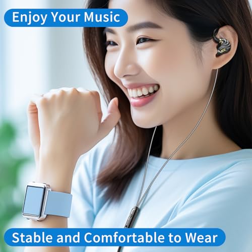 Dual Driver USB C Headphones in Ear Buds Wired Earphones with Mic | Extra bass earbuds, wrap around over ear, hifi, microphone, hook, sport, running, aux, braided cable, noise isolation, cord